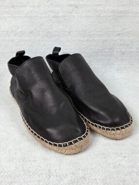 Vince Ronan Black Lea Espadrille Loafer Size 8